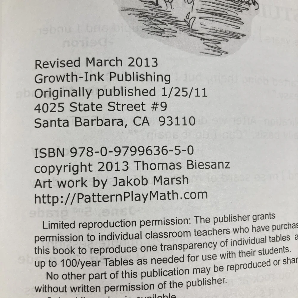 Growth-Ink Right Brain Math Book & DVD Thomas Biesanz Green Patterns Textbook